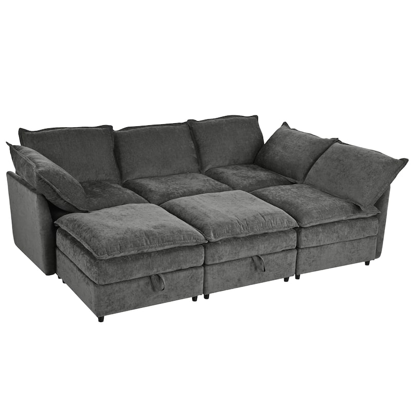 Christopher Knight Home 126" Modular Sectional Sofa with Storage - 126" x 63" x 35"