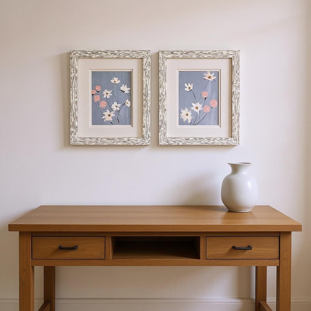 HomeRoots Set Of Two Garden Party Distressed White Framed Wall Art