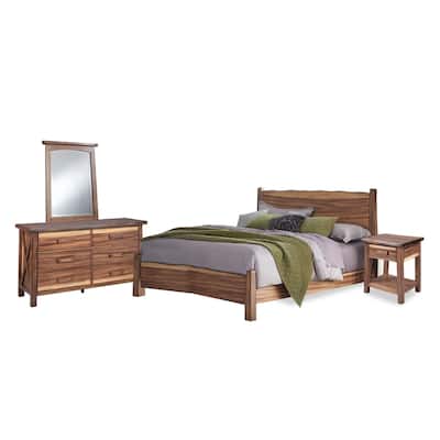 Homestyles 4-Piece Forest Retreat King Bed, Nightstand, Dresser, and Mirror