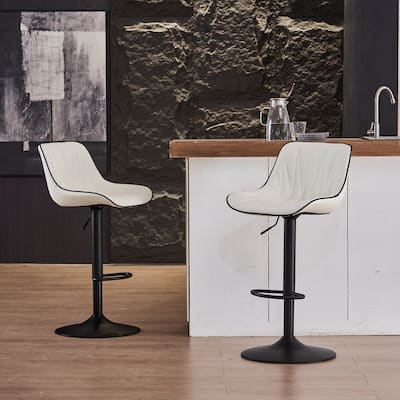 Swivel Upholstered Bar Stools Set of 2, Height Counter Stools