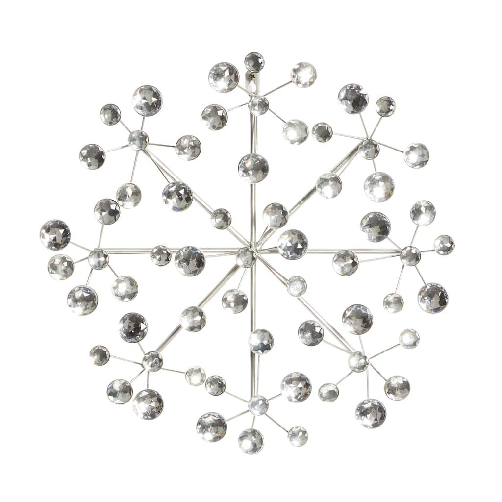 Metal Starburst Wall Decor with Crystal Embellishment - Silver - Roche River Decor
