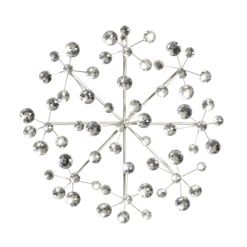 Metal Starburst Wall Decor with Crystal Embellishment - Silver - Roche River Decor