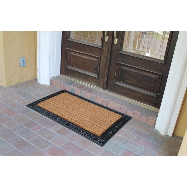 Double Door Outdoor Welcome Floor Mat Heavy Duty Large Coir Doormat Front Porch 