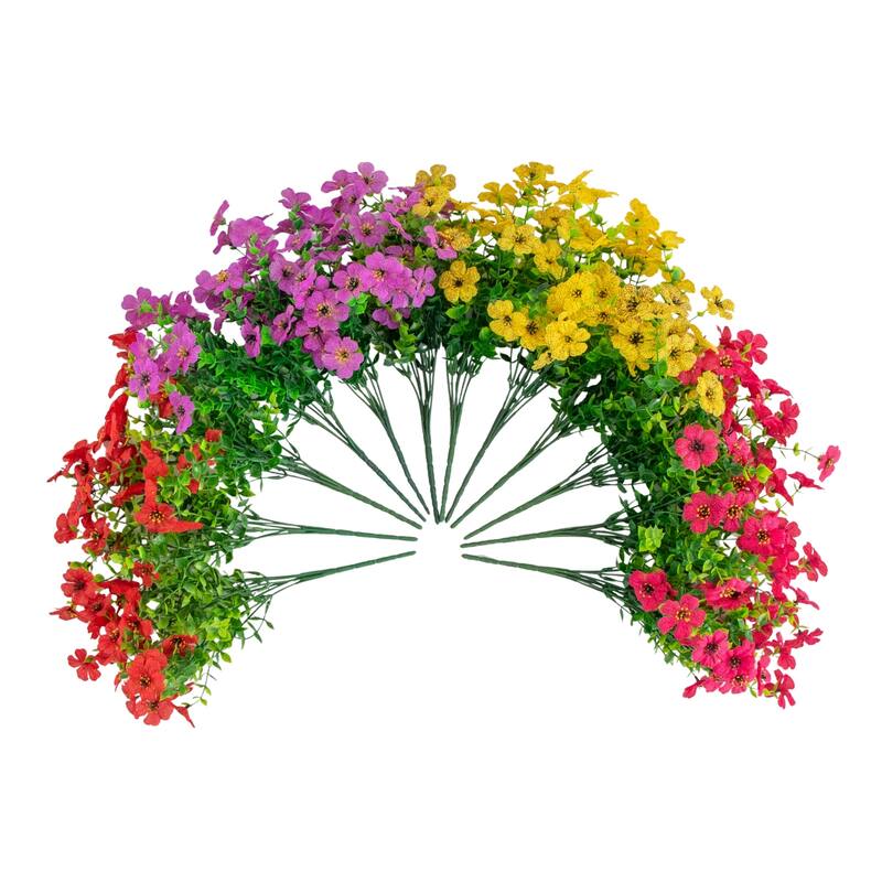 13-in UV Resistant Artificial Daisy Bush (Indoor/Outdoor) - Set of 12