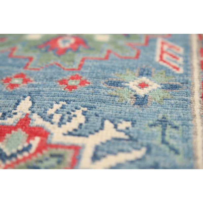 Blue Kazak Oriental Accent Rug Hand-Knotted Wool Carpet - 2'0" x 3'0"