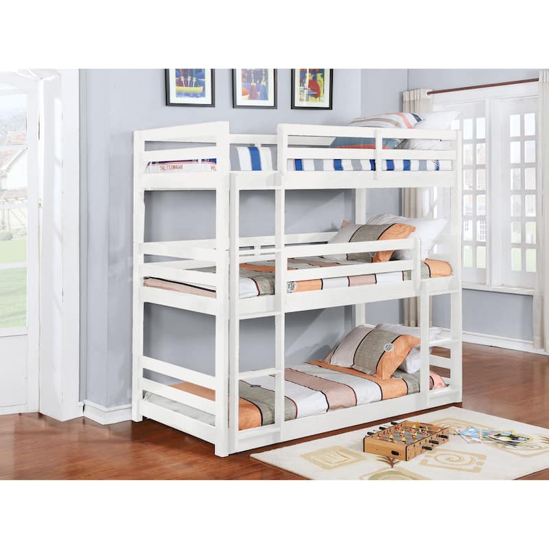 Joseph Twin Size Wooden Triple Bunk Bed - White