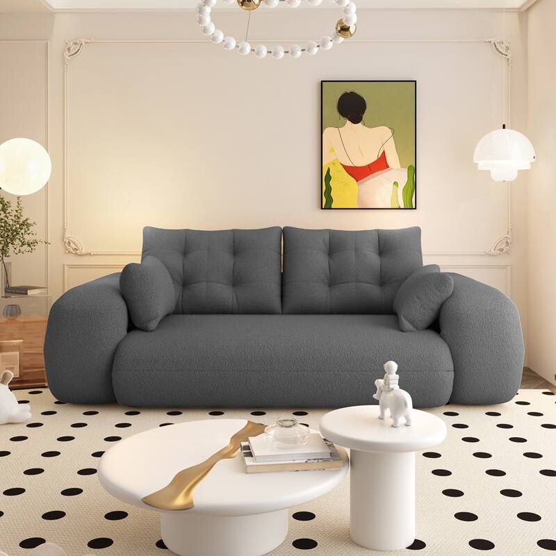 3-in-1 Teddy Fabric Foam-Filled Sleeper Sofa Bed