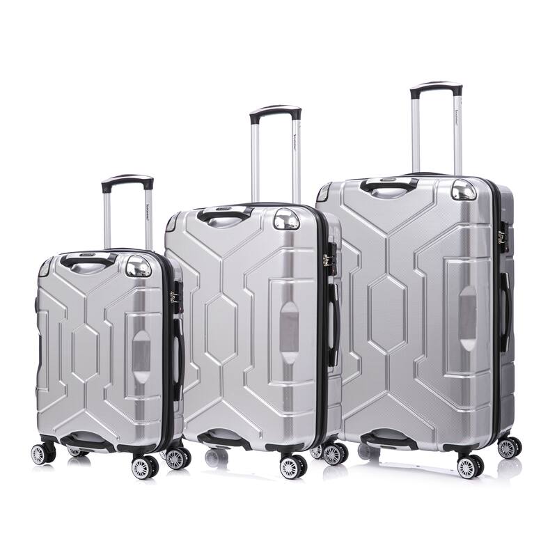 3 Piece Technology PC Hardshell Lightweight Durable Suitcase with Rotating Wheels and Adjustable Ergonomic Telescopic Handle