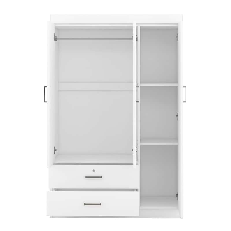 3-Door Mirror Wardrobe with Shelves
