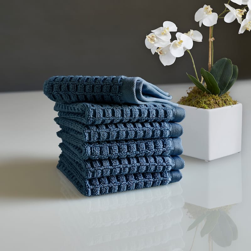 DKNY Quick Dry 6-pc Wash Cloth Set - Towel Multipack - Denim