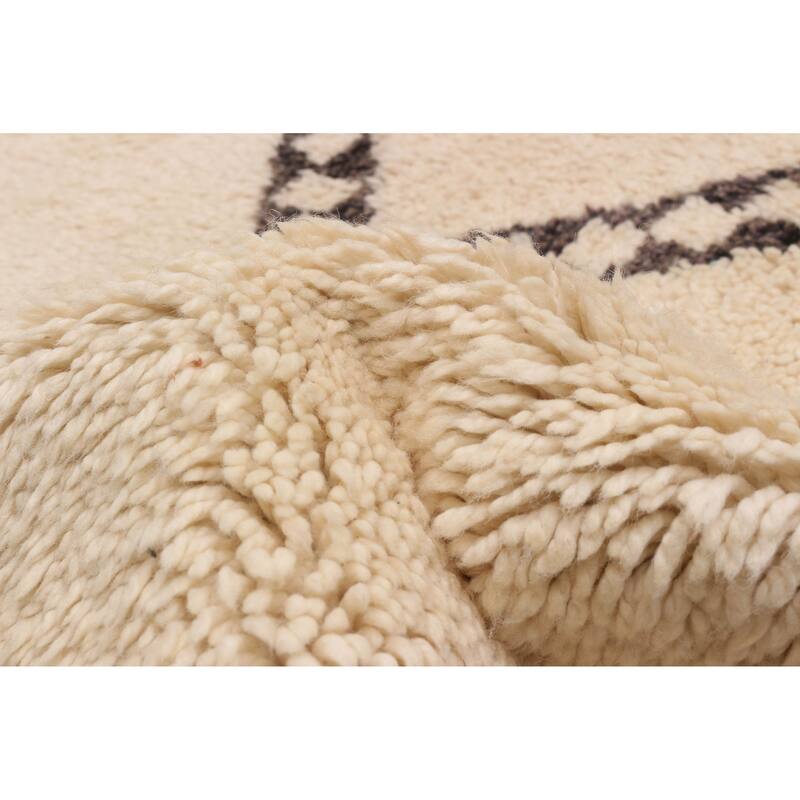 ECARPETGALLERY Hand-knotted Beni Ourain Cream Wool Rug - 5'7 x 9'2