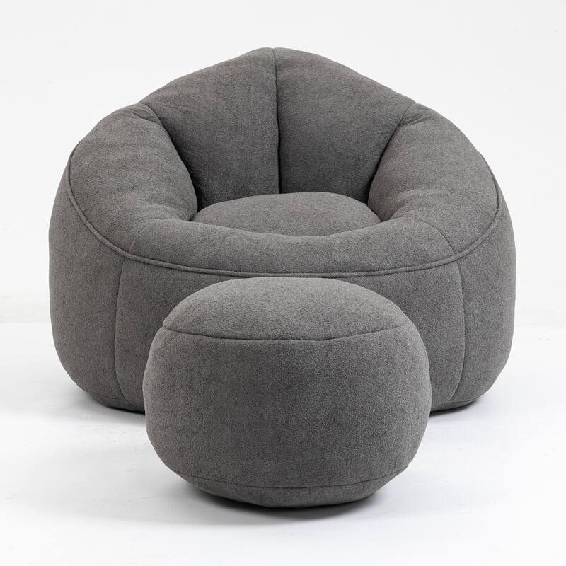 Microfiber High-Density Foam Bean Bag Lounge Chairs with Removable Footrest