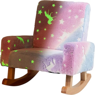 Rocking Chair Upholstered Flannel Children's Sofa w/Comfy Backrest