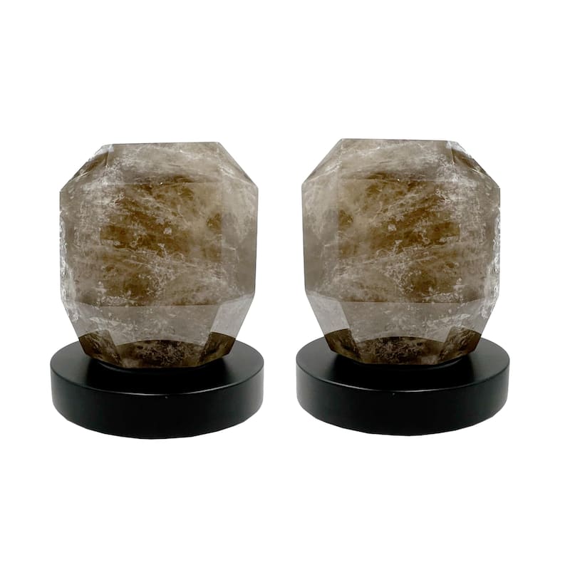 Modern Widespread 3 Hole, 2-handle Bathroom Faucet with Dark Rock Crystal Handles