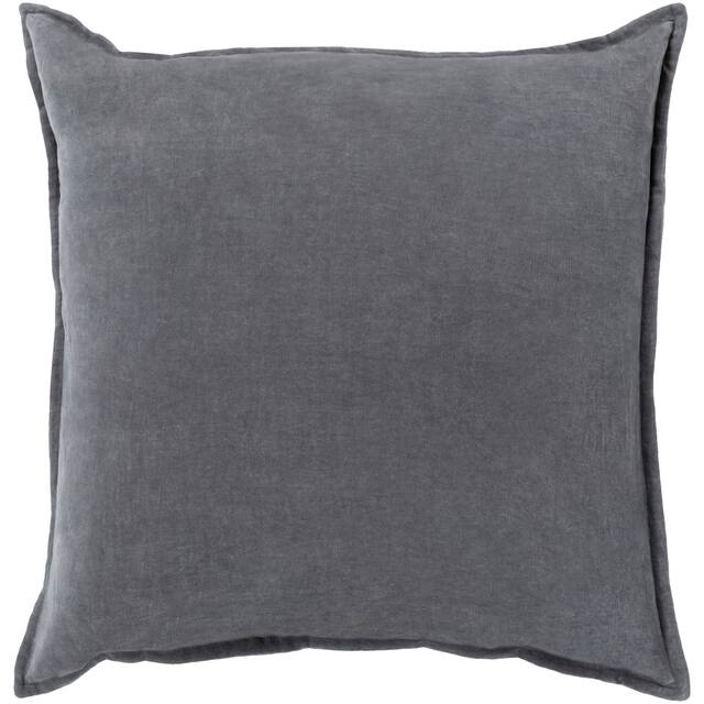 Harrell Solid Velvet 22-inch Feather Down or Poly Filled Pillow - Medium Grey - Polyester