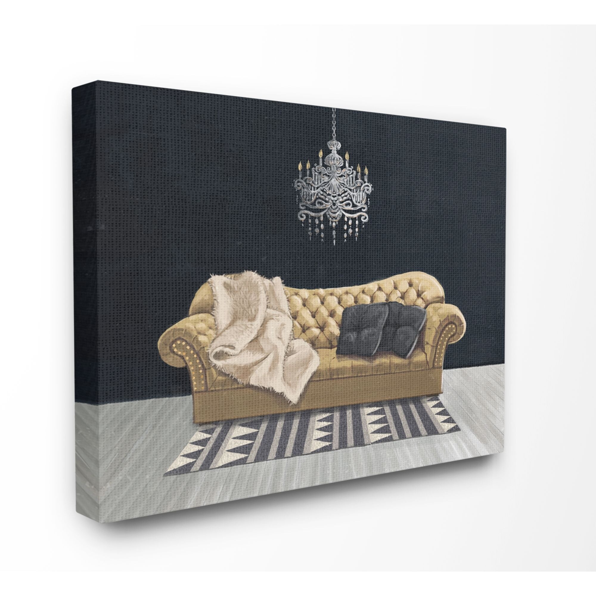 Stupell Modern Living Room Interior Design Blue Gold - Picture 8 of 20