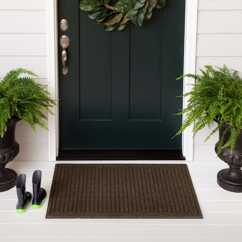 Mohawk Home Waffle Grid Impression Indoor/Outdoor Recycled Rubber All Weather Utility Doormat