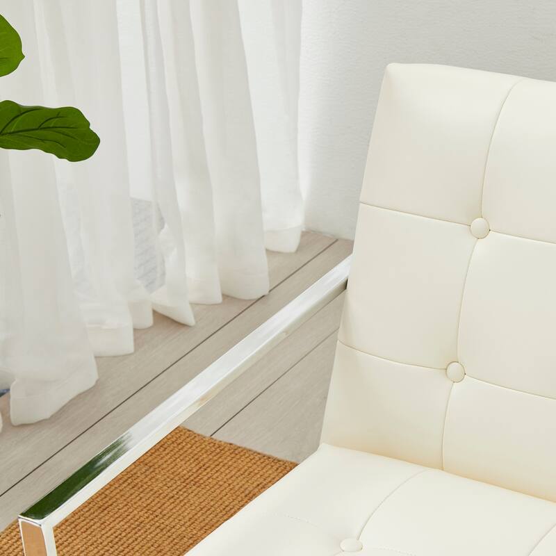 Glitzhome 29.50"W Mid-Century PU Leather Tufted Accent Chair - 29.5"W x 30.5"H x 29.25"D
