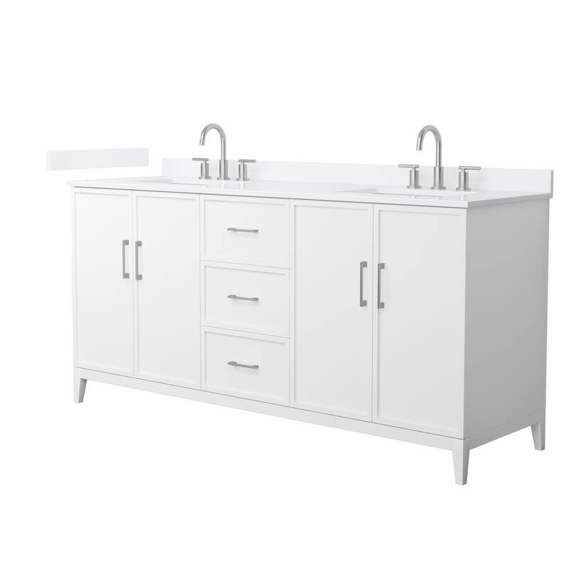 Wyndham Collection WCH717172D-QTZ-US3MXX Elan 72" Free Standing Double - White / White Quartz Top / Brushed Nickel Hardware