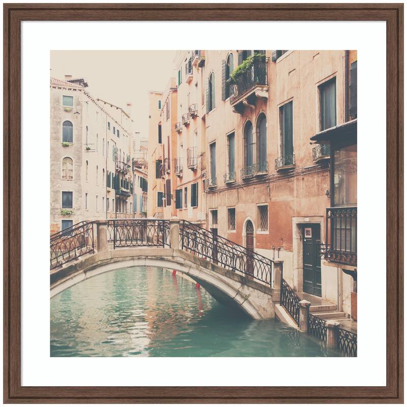 Kate and Laurel Framed Art Wandering The Streets of Venice by Laura Evans - 26x26 - Brown