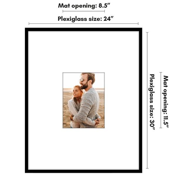 dimension image slide 0 of 7, Americanflat Picture Frame with Oversized Mat - Plexiglass Cover