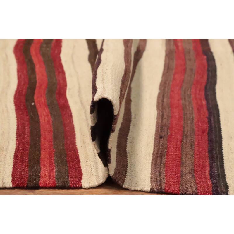Hand Woven Oriental 100% Wool Carpet Southwestern Tribal Multi-Colored Kilim Area Rug - 9' 9'' X 4' 7''