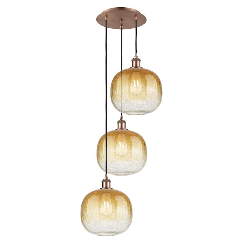 Innovations Lighting Endless Possibilities Ballston - Brookhaven Sphere - 3 Light 17" Cord Hung Multi Pendant - Antique Copper/Amber