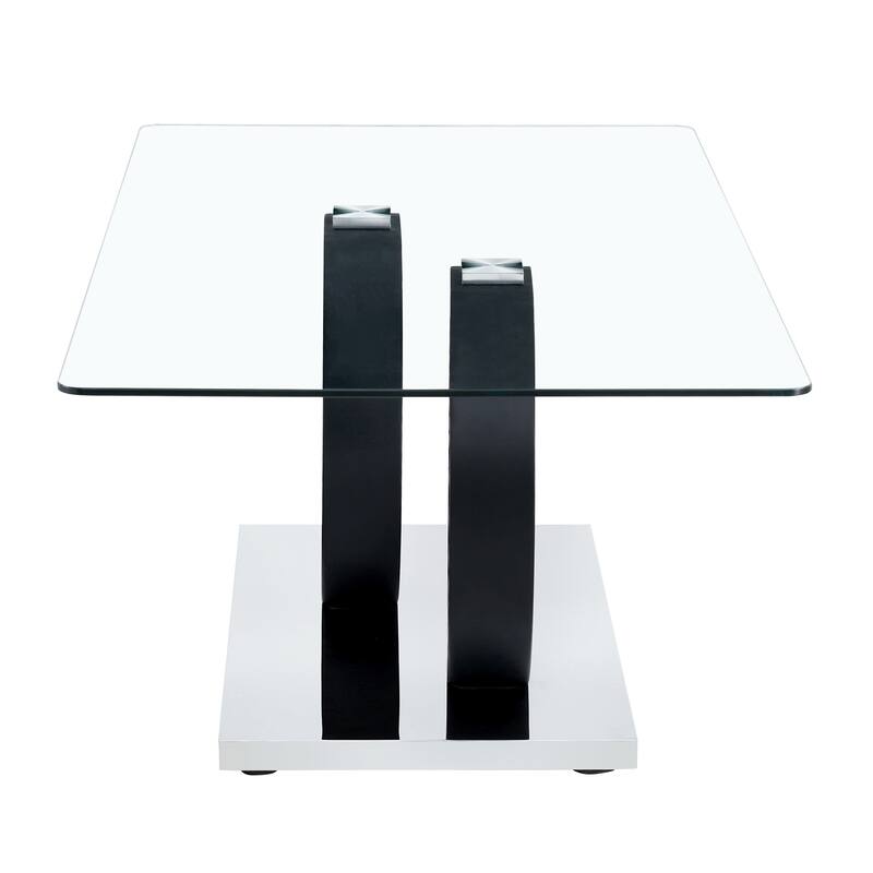 Modern Style Glass Top Mdf Coffee Table With Base