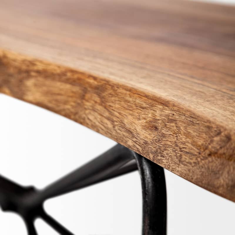 Papillion III Natural Solid Wood and Iron Dining Bench