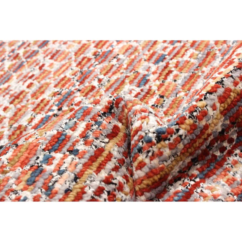 ECARPETGALLERY Hand-knotted Silk Shadow Red Silk, Wool Rug - 2' 11" x 19' 3"