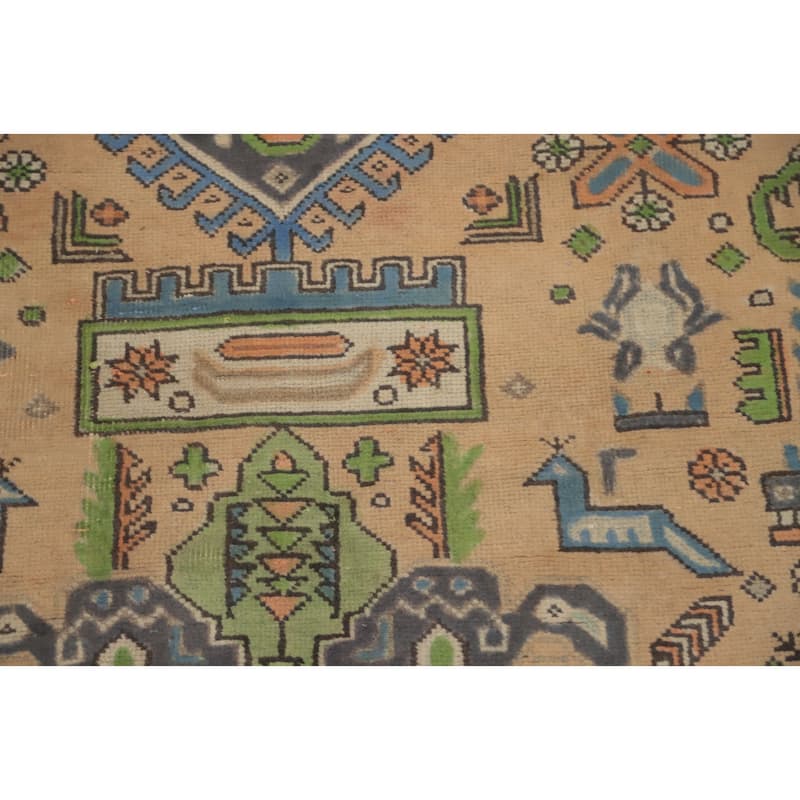 Hand Knotted Oriental 100% Wool Carpet Traditional Floral Peach Tabriz Area Rug - 11' 0'' X 8' 2''