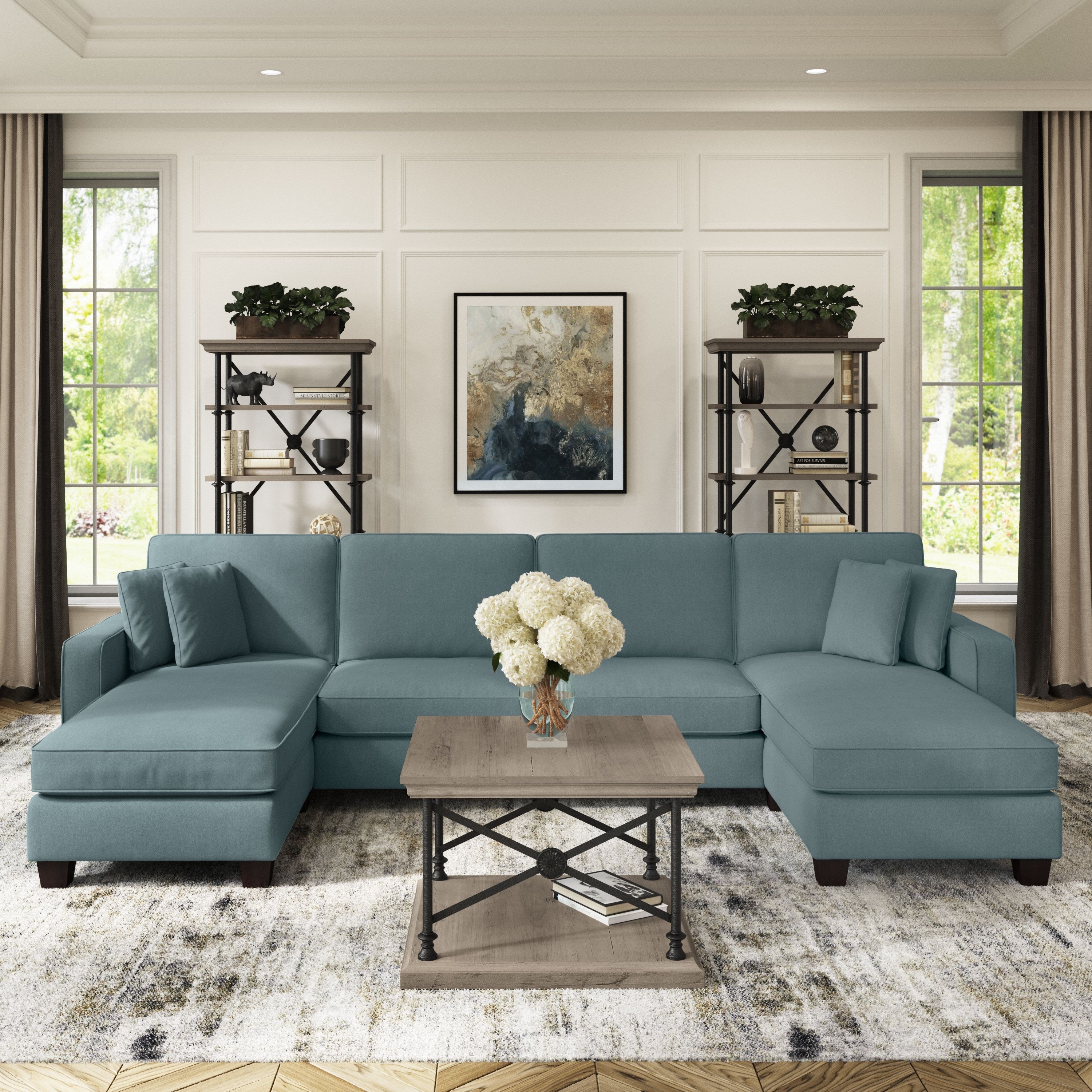 Bush Furniture Stockton 131W Sectional Couch with Double Chaise Lounge Bed Bath Beyond 34184775