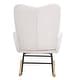 preview thumbnail 10 of 8, Ivory White Teddy Velvet Nursery Rocking Chair Ergonomic High-Back Glider with Rubberwood Base - 37.4 x 28.2 x 38.2in