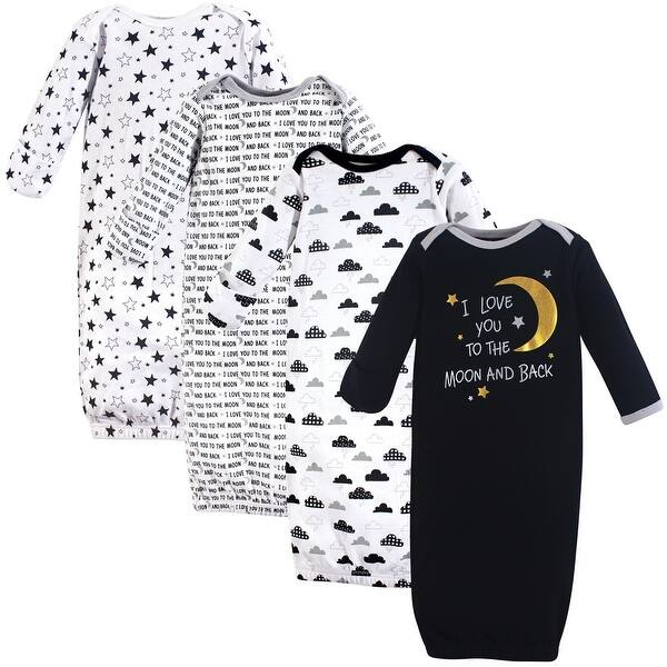slide 1 of 1, Hudson Baby Unisex Baby Cotton Gowns, Moon And Back, Preemie/Newborn Preemie-Newborn
