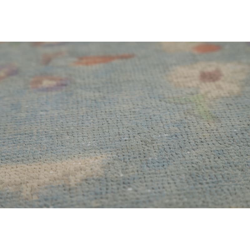 Blue Tabriz Persian Vintage Rug Hand-Knotted Wool Carpet - 9'9" x 13'1"