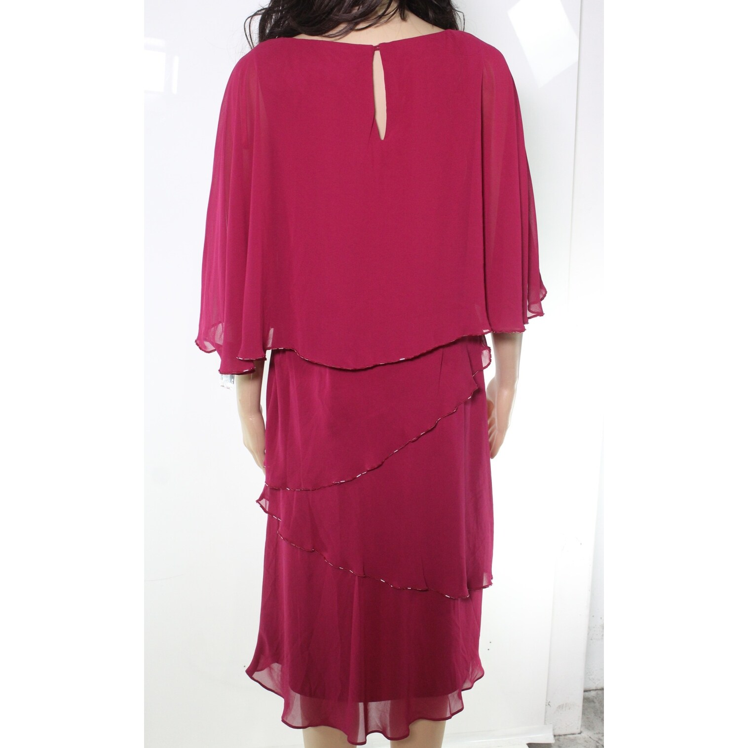 Raspberry chiffon embellished maxi dress top