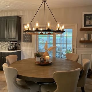 Allegray 12-light Farmhouse Faux Wood Wagon Wheel Chandelier with UL Certified - 42 inches