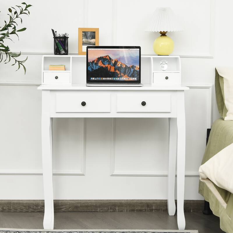 Costway Writing Desk Mission White Home Office Computer Desk 4 Drawer