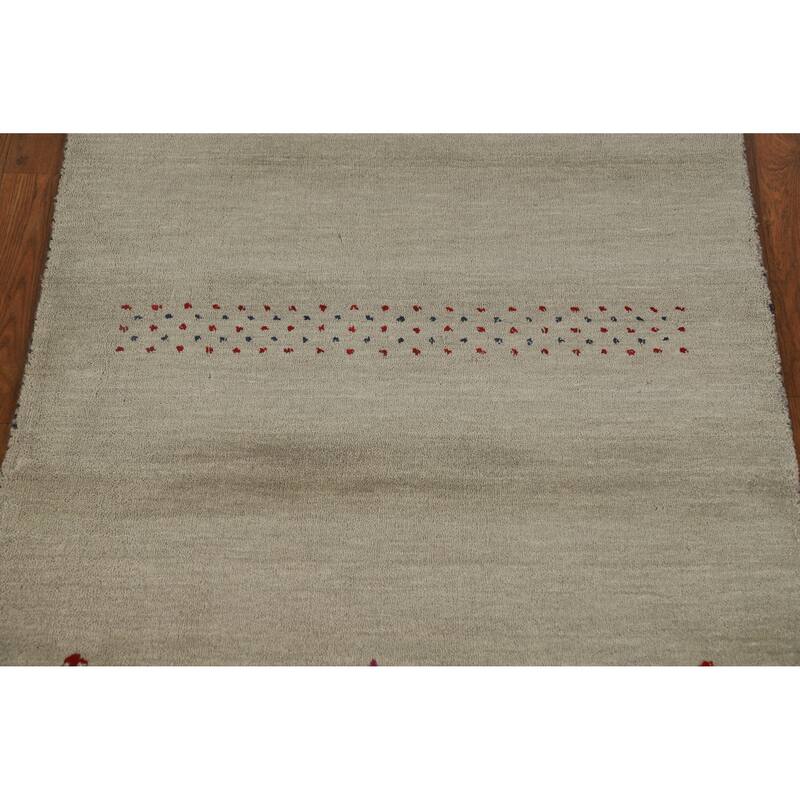 Hand Knotted Oriental 100% Wool Carpet Tribal Tribal Green Gabbeh Area Rug - 5' 0'' X 3' 0''