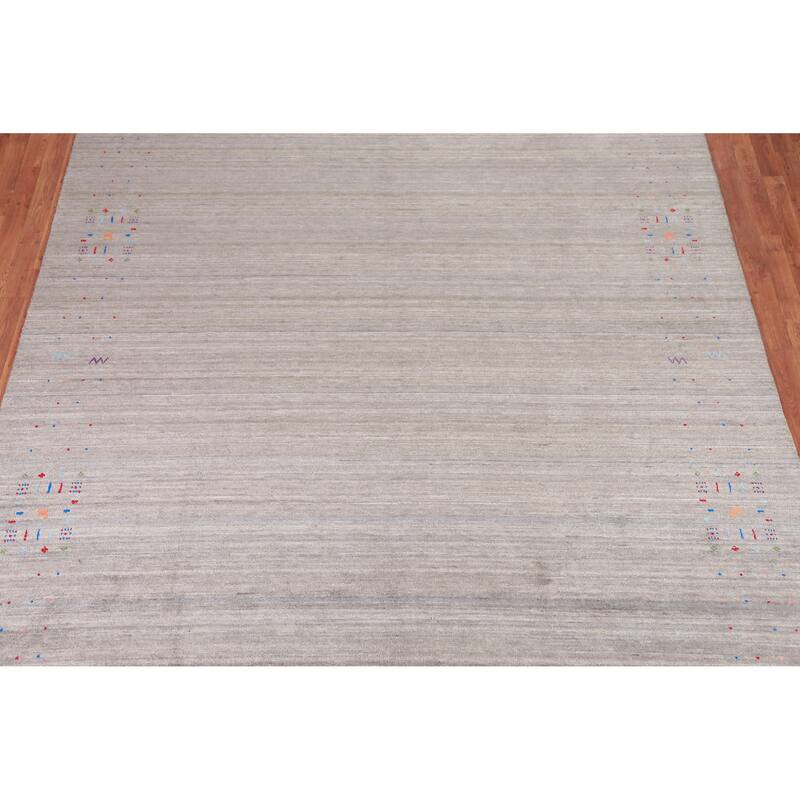 Striped Gabbeh Indian Area Rug Handmade Tribal Wool Carpet - 8'10" x 11'6"