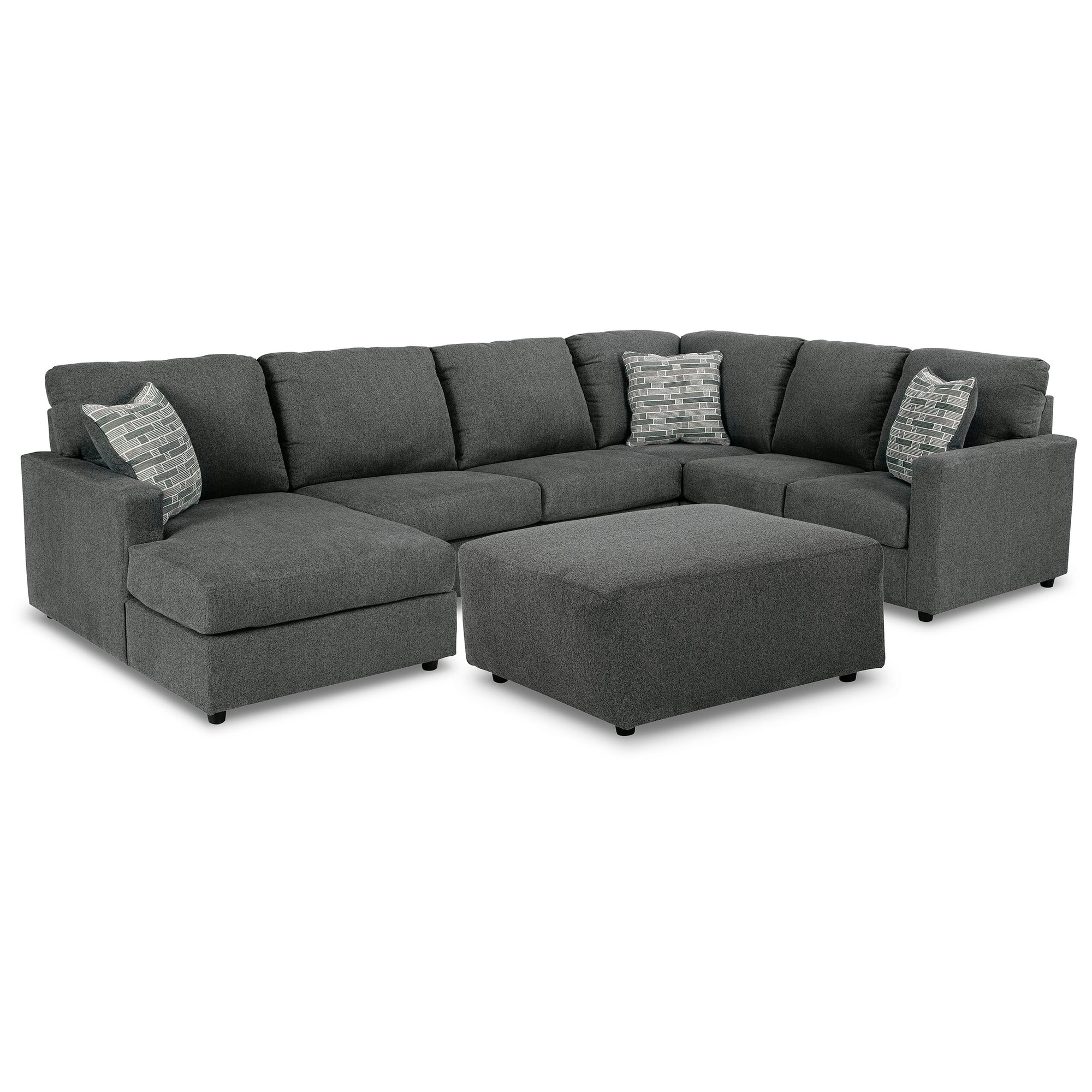 Signature Design by Ashley Edenfield 3-piece Sectional with Ottoman - 139" W x 89" D x 35" H