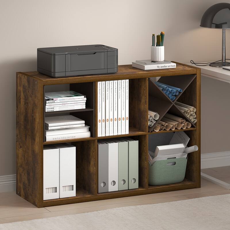 Furinno Cubicle Open Back Decorative Cube Storage Organizer, 6-Cube
