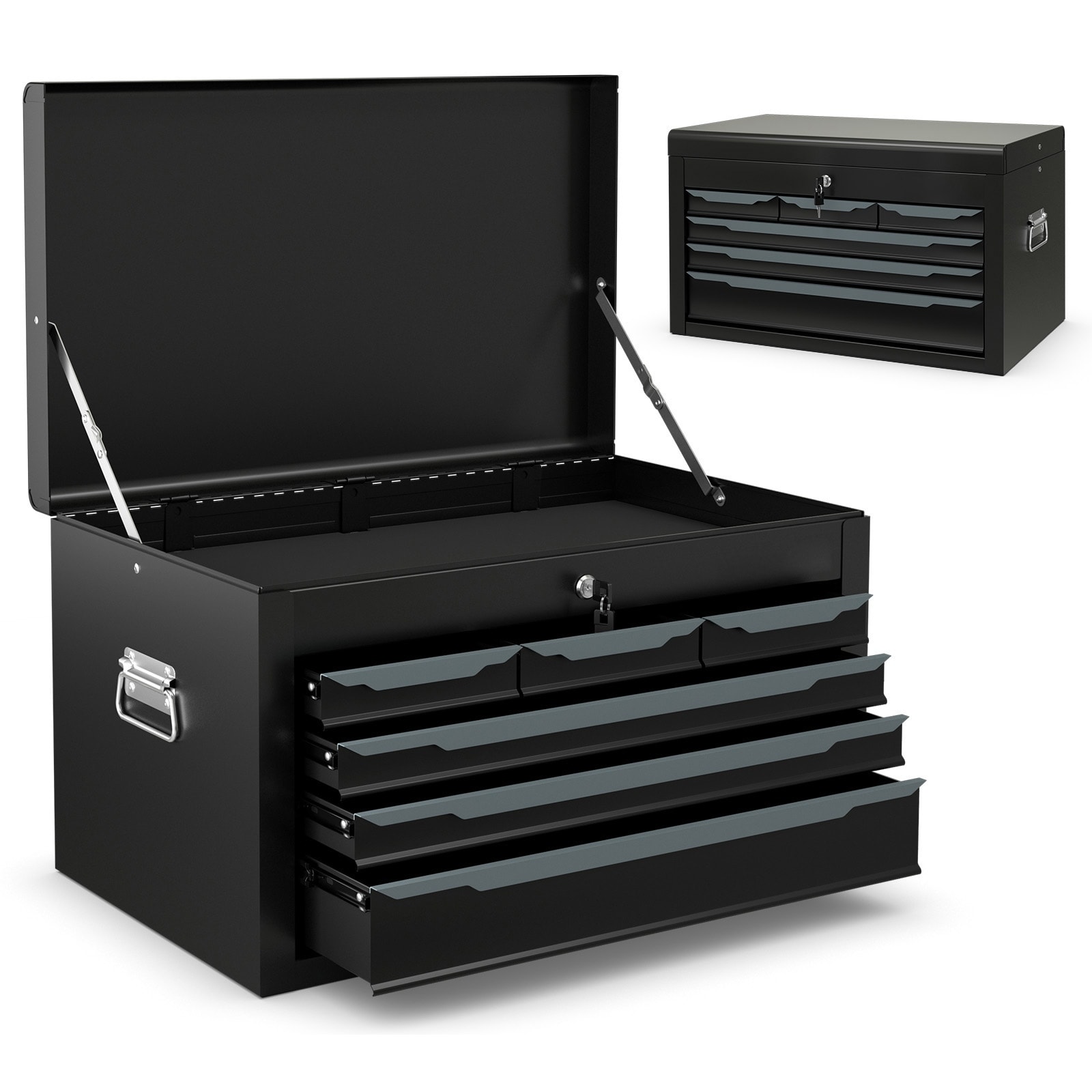 Gymax 24'' Tool Chest Case Steel Tool Box w/ 6 Drawers Top Storage