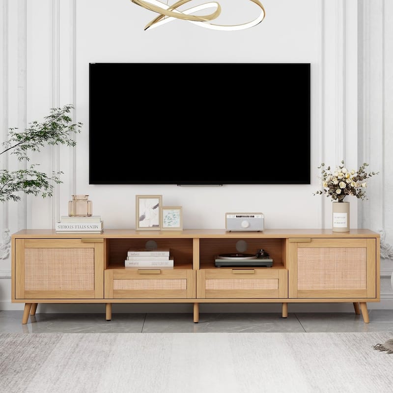 85'' MDF TV Stand with Solid Wood Legs - 78.74" x 14.60"
