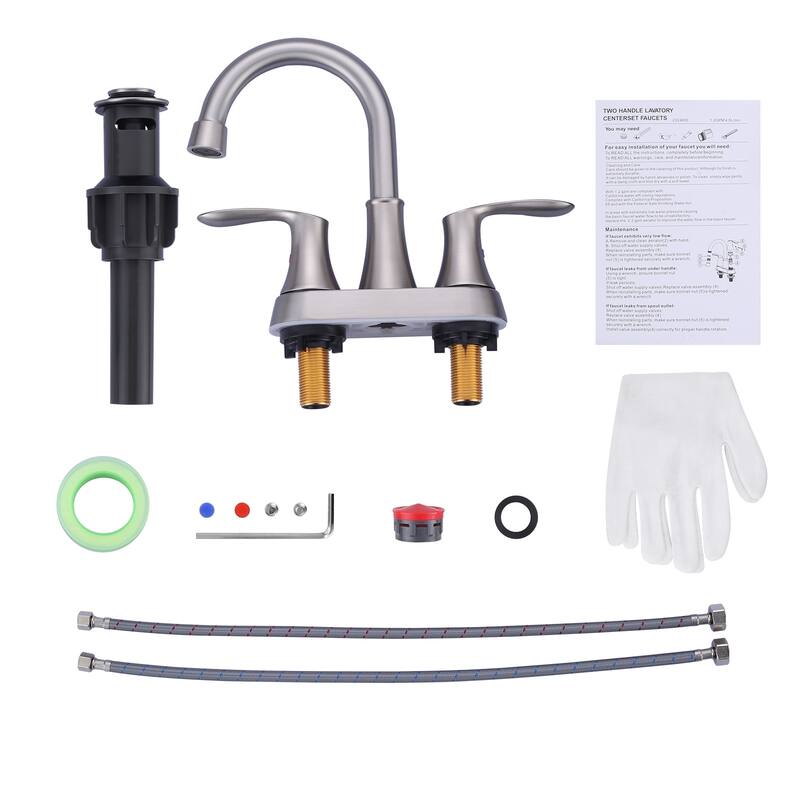 WOWOW 4 in. Centerset Double Handle High Arc Bathroom Faucet