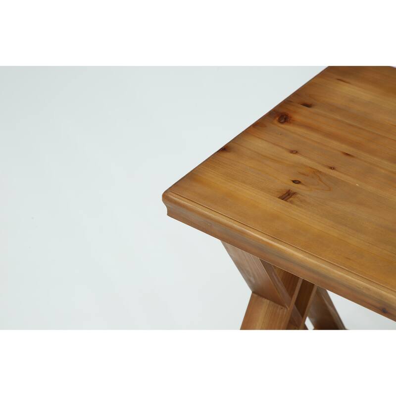 2-Tier Solid Wood End Table with Storage, 20 Inch Square Side Table