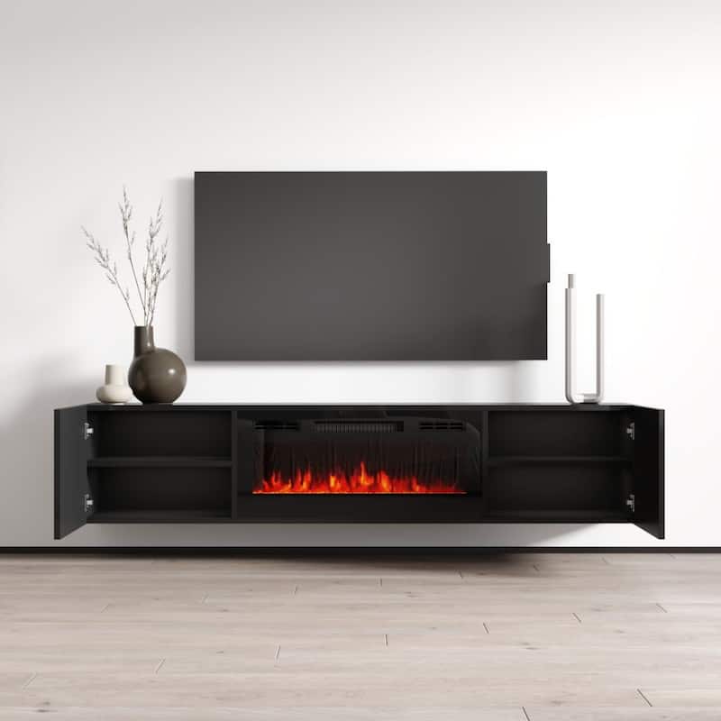 Cali EF Wall Mounted Electric Fireplace Modern 72" TV Stand
