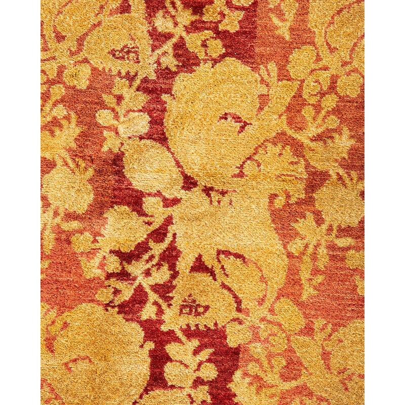 Overton Handknotted Wool Traditional Abstract Rose Area Rug - 10' x 14'