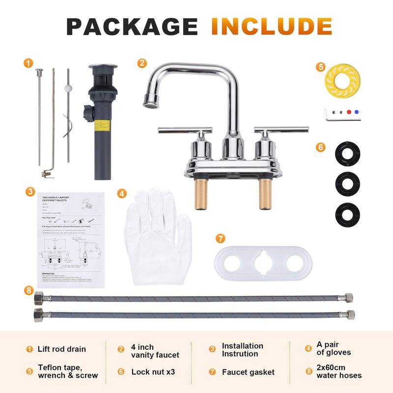 WOWOW 4 in. Centerset Double Handle Bathroom Faucet