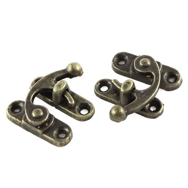 2pcs 33x29mm Jewelry Cigar Box Hasp Hook Lock Latch Bronze Tone